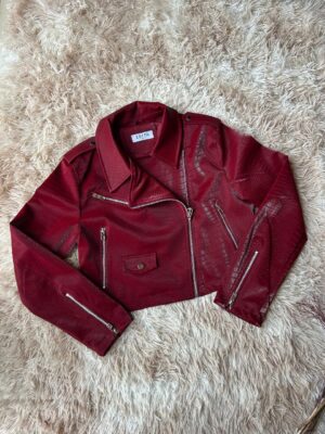 Campera Biker Croco Bordó - Cuero Ecológico Talle G