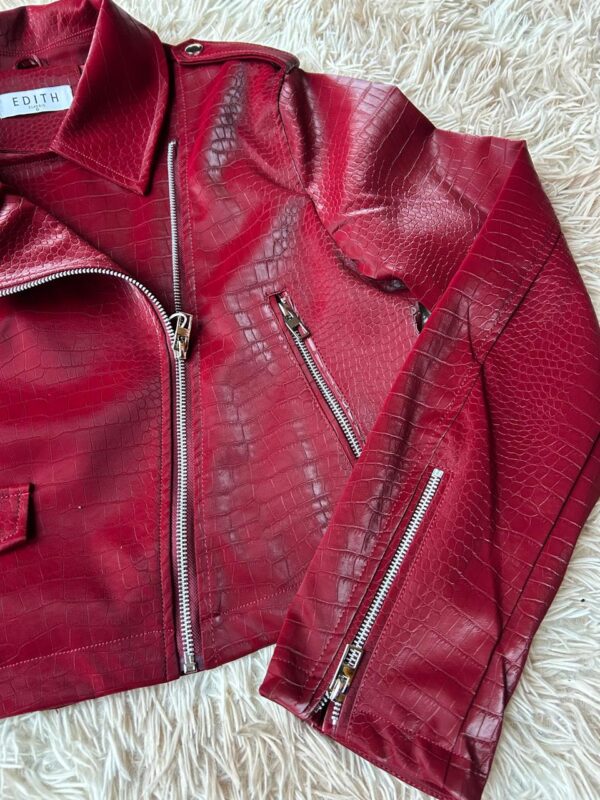 Campera Biker Croco Bordó - Cuero Ecológico Talle G