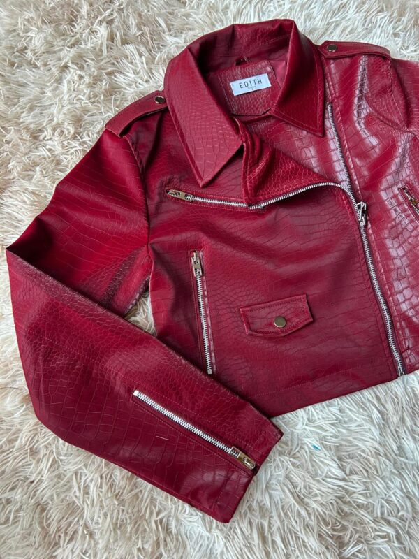 Campera Biker Croco Bordó - Cuero Ecológico Talle G