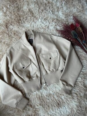 Campera Bomber "Skyline" Eco-Cuero Beige