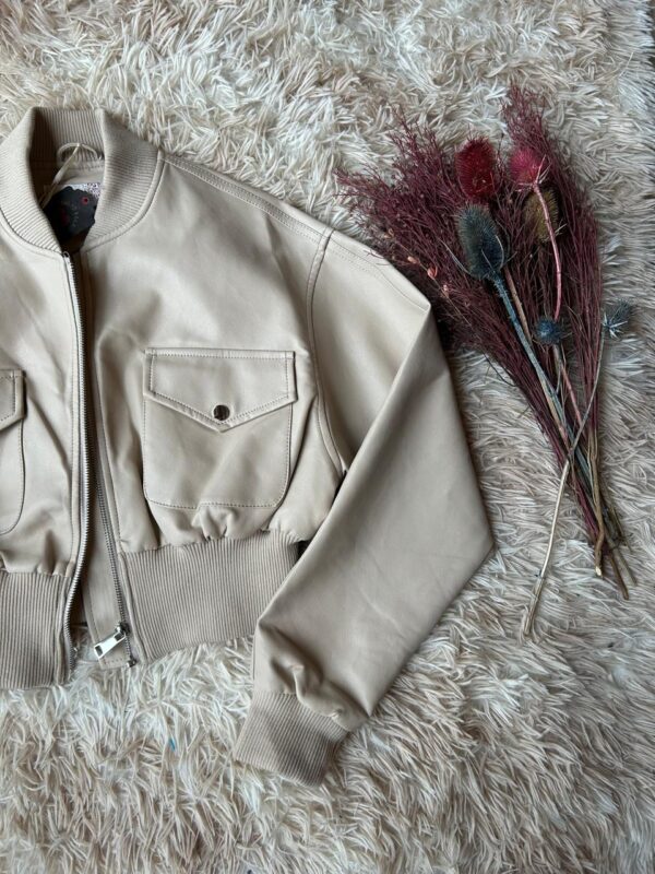 Campera Bomber "Skyline" Eco-Cuero Beige