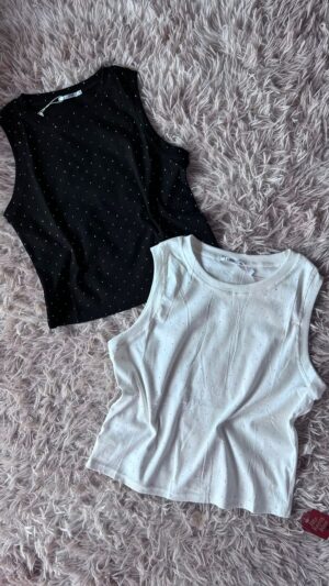 Básicas Strass Algodón Spandex