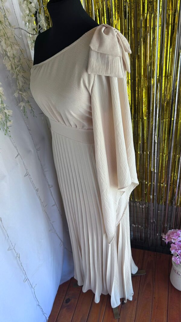 Vestido Largo Plisado Un Hombro