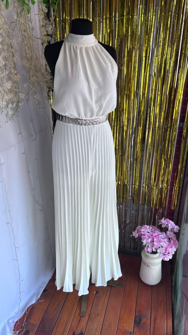 Mono Largo Plisado con Cuello Halter