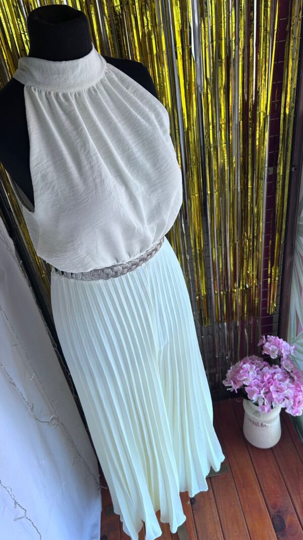 Mono Largo Plisado con Cuello Halter