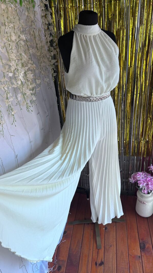 Mono Largo Plisado con Cuello Halter