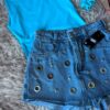 Skort Denim con Ojalillos y Tachas