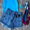 Skort Denim con Ojalillos y Tachas